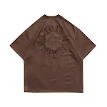 T-shirt a maniche corte con lettera ricamata da uomo in pelle scamosciata American Street — foto 7