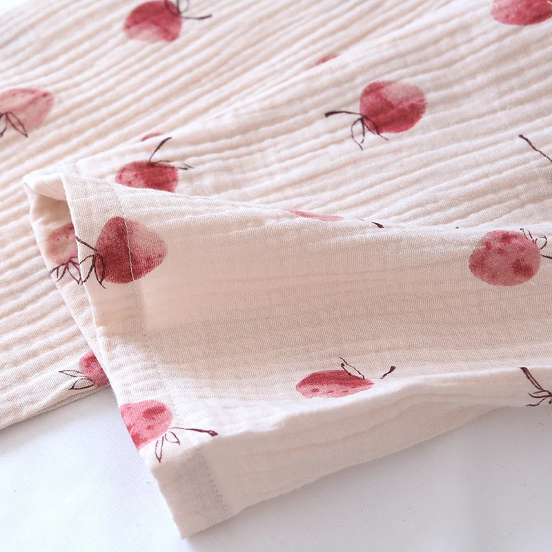 Conjunto de Pijama Feminino Algodão Gaze Dupla Camada Outono Roupa de Casa Confortável Macio Ideal para Noites Aconchegantes e Relaxantes — foto 8