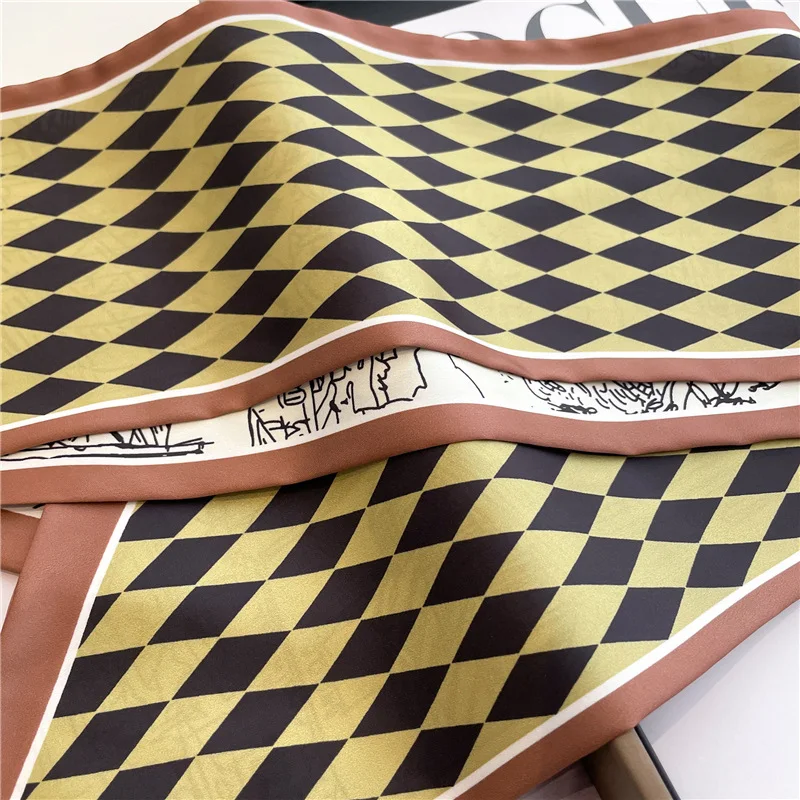 Thin, narrow, long shirt scarf with houndstooth design and double layer imitated silk. Perfect as a women's hair tie or — photo 19