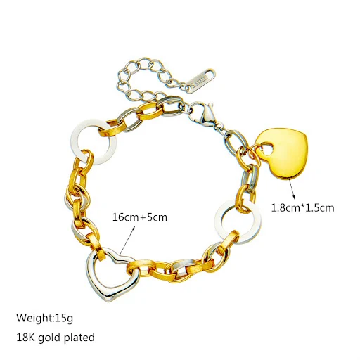 Title 8, Pulsera con accesorios de cadena de acero de ti...