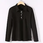 Camisa feminina de algodão manga longa slim plus size primavera verão. Conforto e elegância para um visual casual e moderno em diversas ocasiões. — foto 7
