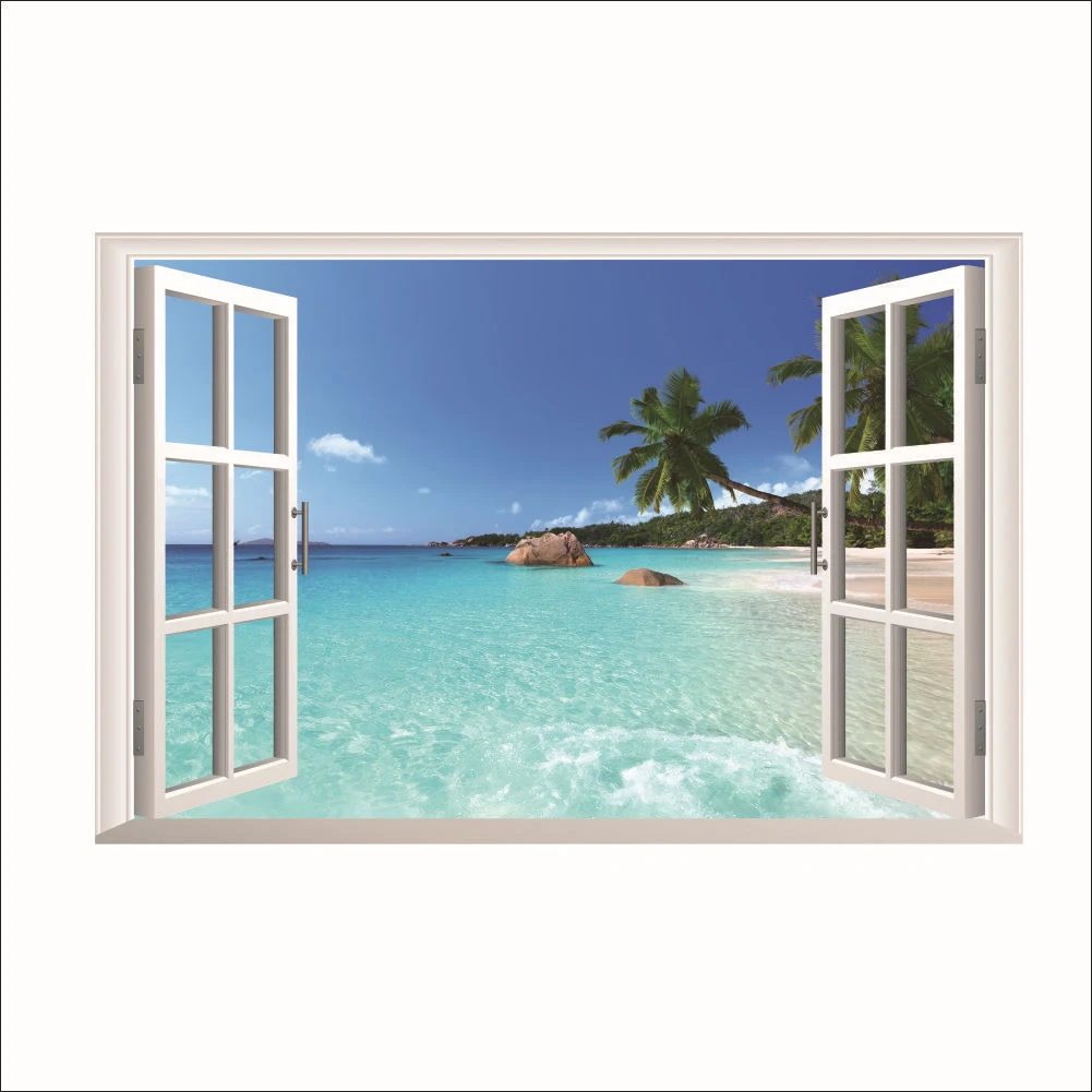 Title 1, Sea view home window wall sticker. Create a rel...