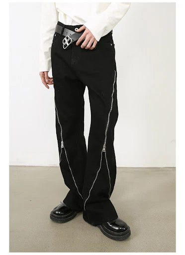 Title 8, Street Dark Loose Slightly Flared Jeans met Rit...