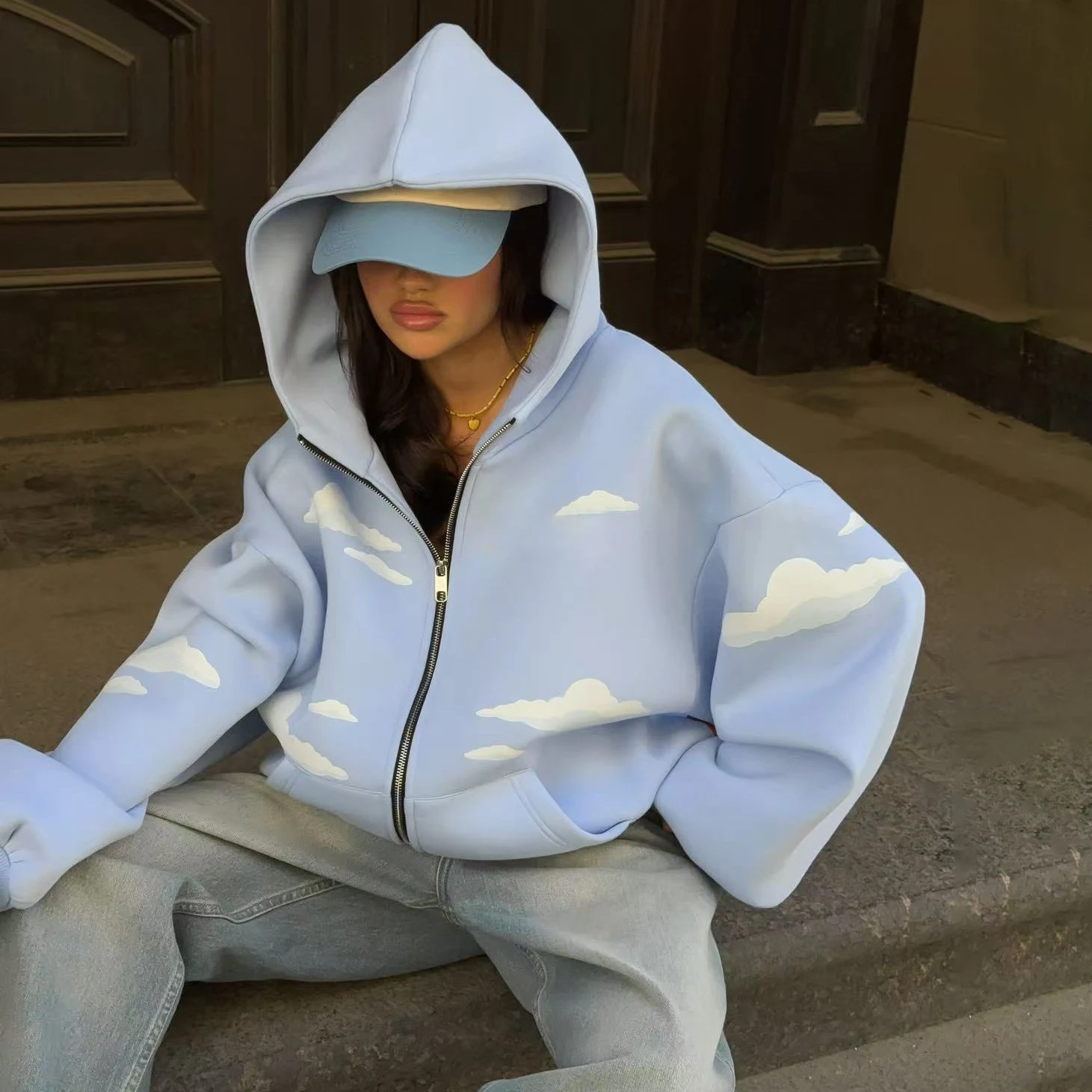 Title 9, Felpe con cappuccio e zip Cloud Print da donna ...