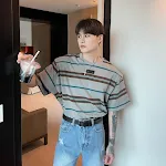 Men's Loose Casual Cotton Shoulder Pads Striped Short Sleeves, providing comfort and style for everyday wear during the — photo 8