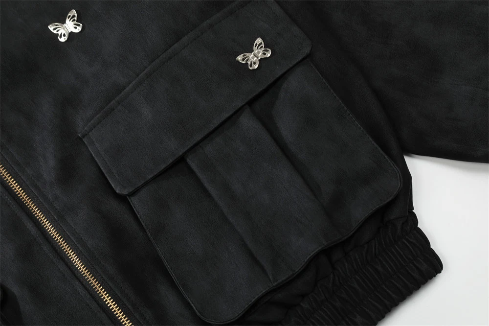 Jaqueta de couro PU com lapelas de bolso tridimensionais para homens. Conforto e estilo premium para um visual moderno e marcante. — foto 15