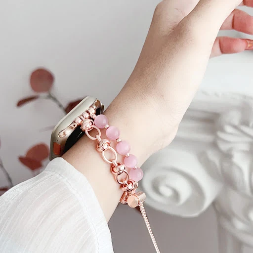 Title 4, Watch wristband with buckle, bead ornament, and...