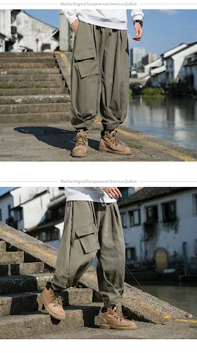 Title 6, Large Pocket Design Sense Wide-leg Workwear Tac...