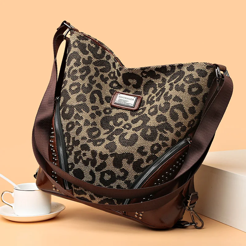 Title 2, Leopard Print Large Capacity Retro Style Multif...