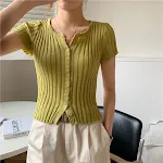 Summer New Style High Waist Cropped Short Slim Top Short Sleeve Knitted Cardigan A Chic and Comfortable Summer Outfit — photo 6
