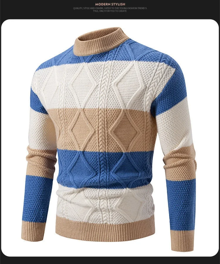 Title 12, Fall Winter Mens Color Matching Rhombus Twiste...