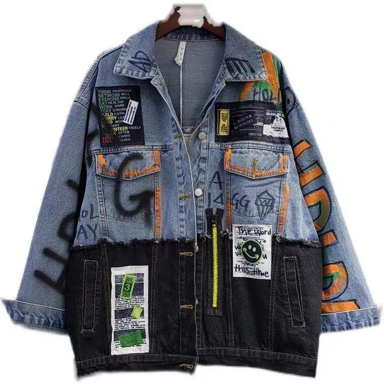 Cloth Stitching Denim Cardigan Mid-length Fashion Jacket. A stylish and comfortable jacket for women, perfect for everyd — photo 2