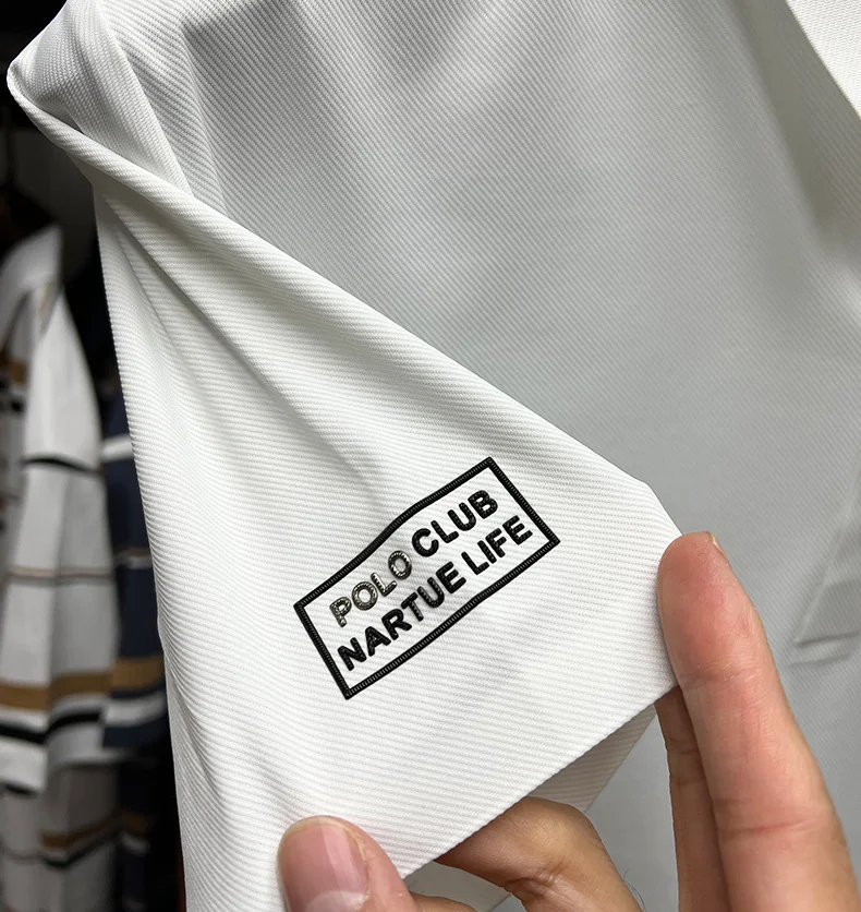 Title 15, Camisa polo de seda gelada masculina, manga cur...