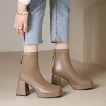 Square Head Thick Heel Back Zipper High Heel Boots offer ultimate style and comfort. Step out in confidence with these v — photo 9