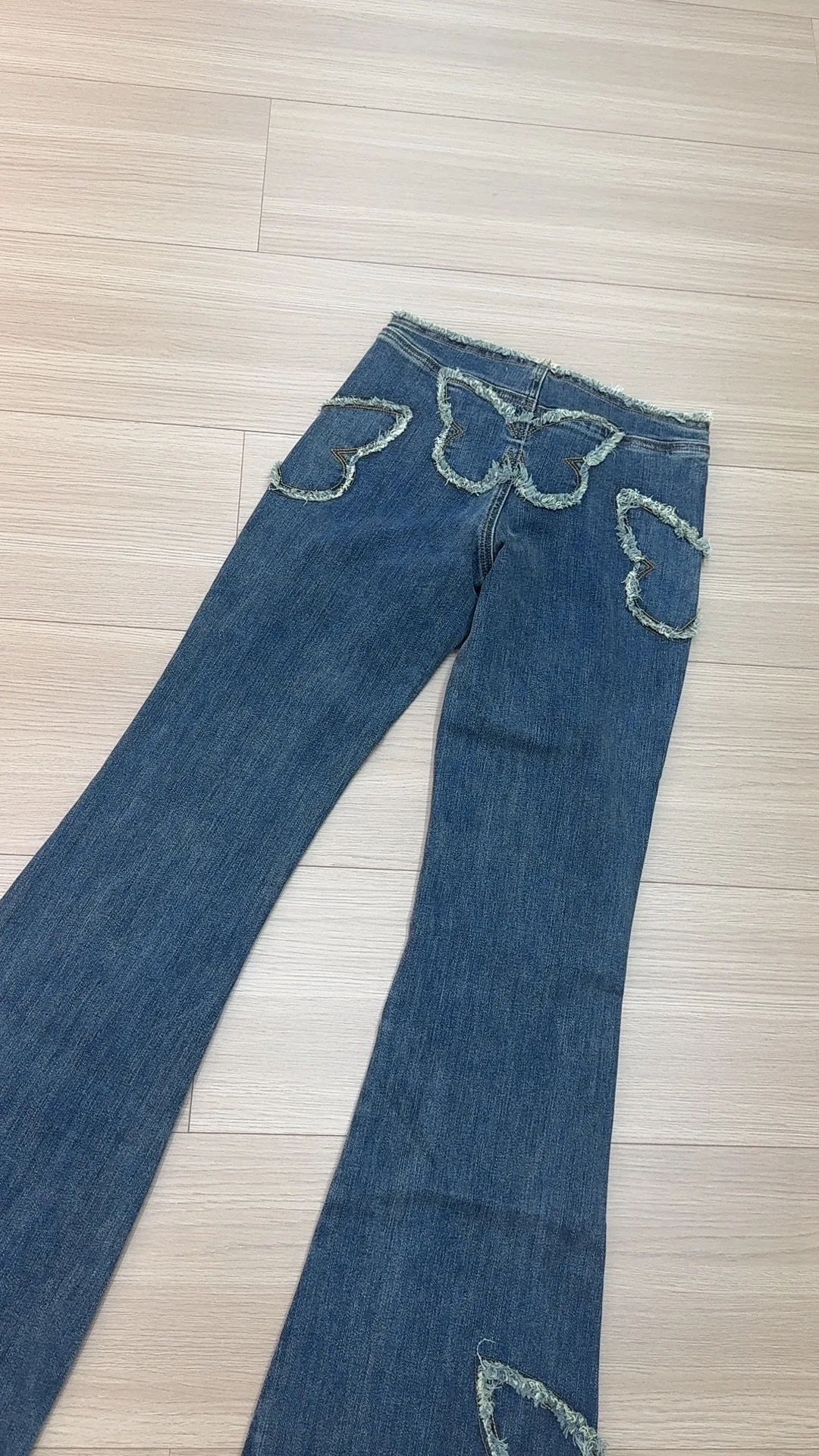 Title 3, Womens Butterfly Embroidered Slim Fit Retro Je...