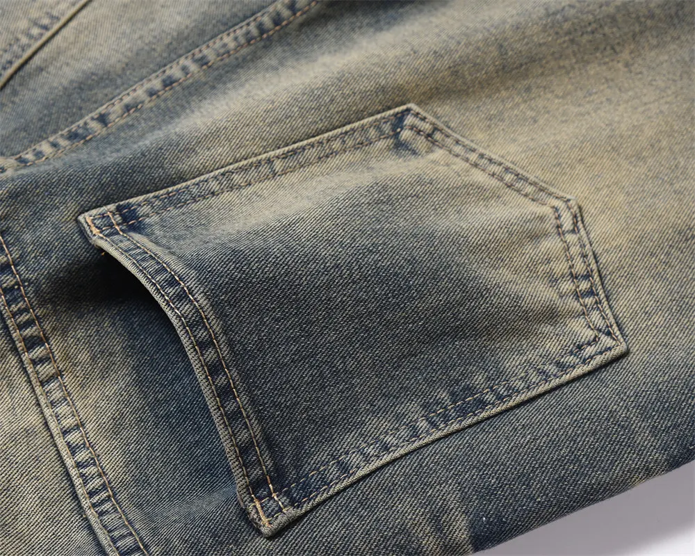 Men's American Retro Washed Jeans Classic Style Comfortable Fit Perfect for Everyday Wear Vintage Look Durable Fabric Re — photo 13