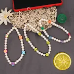 Go2Boho Corrente de Telefone com Pérolas, Cordão para Celular, Pingente Charm, Lanyard, Smiley, Estrela, Frutas, Joias — foto 3