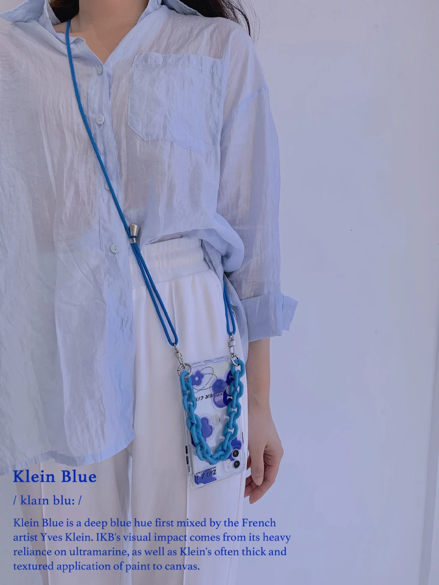 Title 2, Blue Crossbody Portable Silicone Phone Case. En...