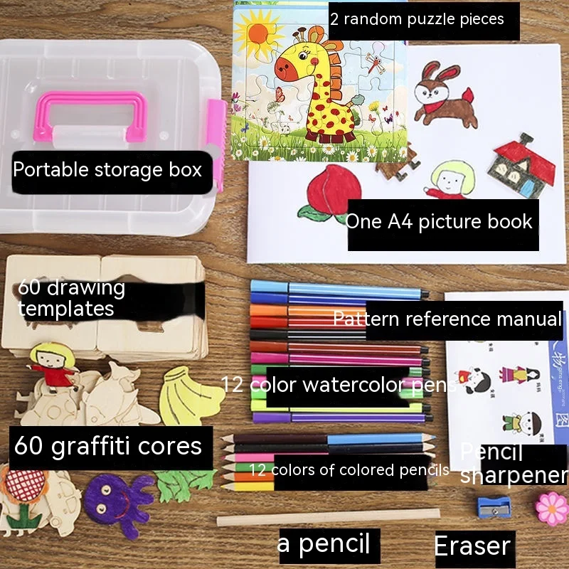 Crow Hollow Wooden Children's Suit Painting Tools. Encourage artistic expression and creativity in kids with these safe — photo 11