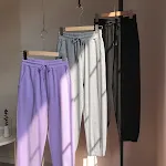 Women's gray health sweatpants, casual slim fit, radish design, high waist, nine-point harem pants, for comfortable wear — photo 1