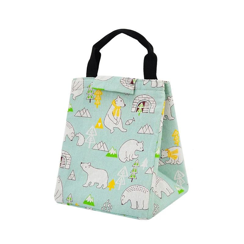 Bolsa térmica portátil para almoço de estudantes, algodão e linho com folha de alumínio. Mantém alimentos frescos e a temperatura ideal. — foto 1