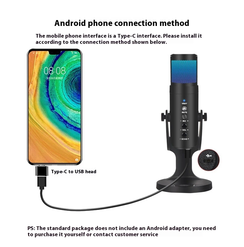 Title 12, RGB Colorful Breathing Ambience Light USB Conde...