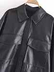 Urban Casual Women's Long-sleeved Lapel Loose Shirt Leather Coat — photo 33