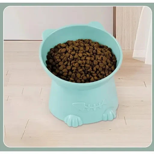 Pet Bowl Water Food Feeding Dish Plate Pet Supplies Cartoon Cat Shape Tilted Anti-overturn Raised Base Protect Pet Suppl — photo 2