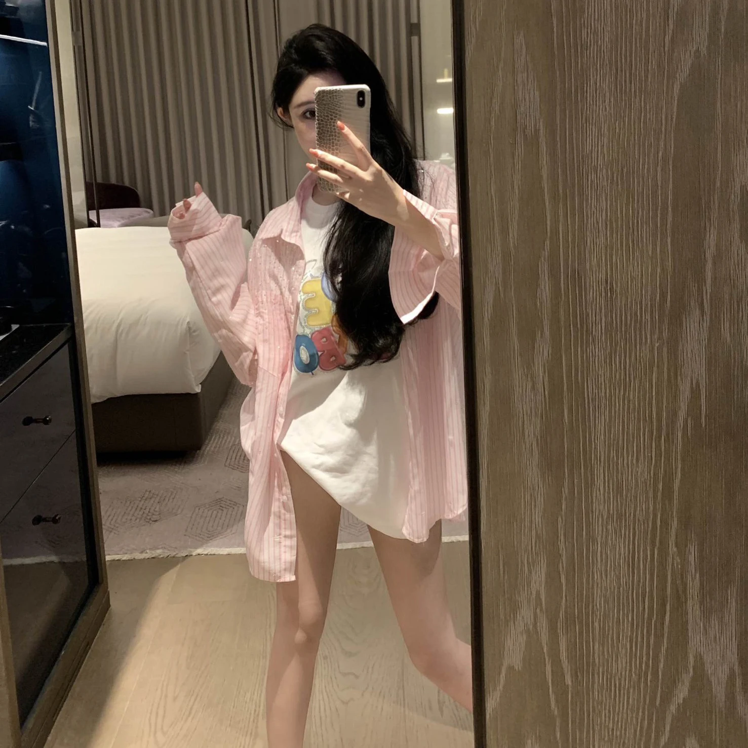 Title 1, Camicia a righe da donna di media lunghezza con...