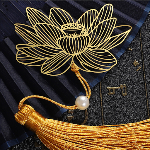Title 9, Lotus metal bookmark designed in Literary Chine...