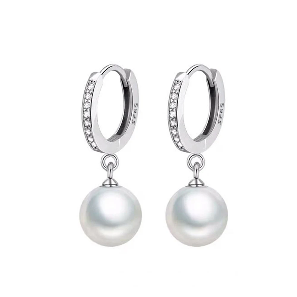 Brincos femininos geométricos de zircônia e pérola, estilo europeu e americano, um acessório elegante para realçar sua beleza. — foto 1