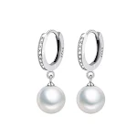 Brincos femininos geométricos de zircônia e pérola, estilo europeu e americano, um acessório elegante para realçar sua beleza. — foto 1