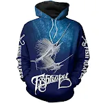 Moletom com capuz para entusiastas da pesca, estampa digital, esportes ao ar livre, solto e com capuz. Perfeito para pescar com conforto. — foto 5