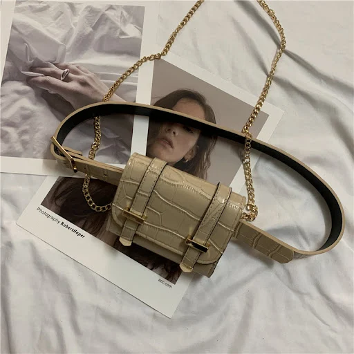 Title 4, Fashion Trend Belt With Chain Outside Pocket