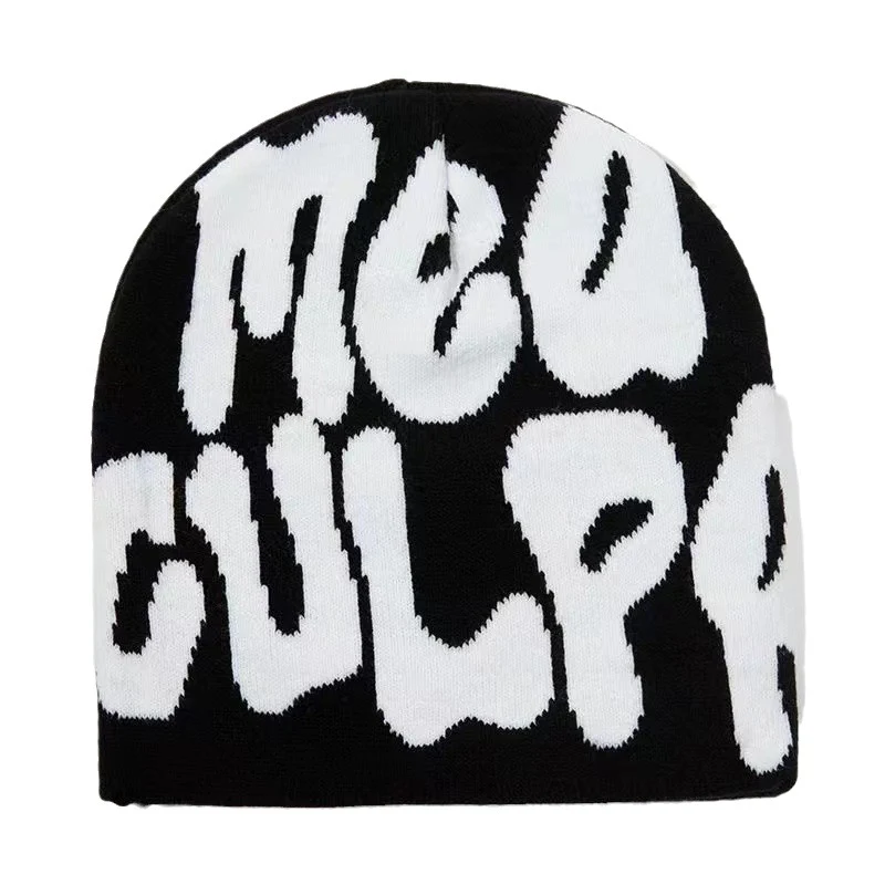 Title 4, Autumn and Winter Warm Knitted Hat Letters Jacq...