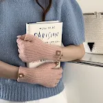 Luvas de lã tricotadas sem dedos em cores sólidas, perfeitas para aquecer suas mãos e usar o celular no inverno — foto 9