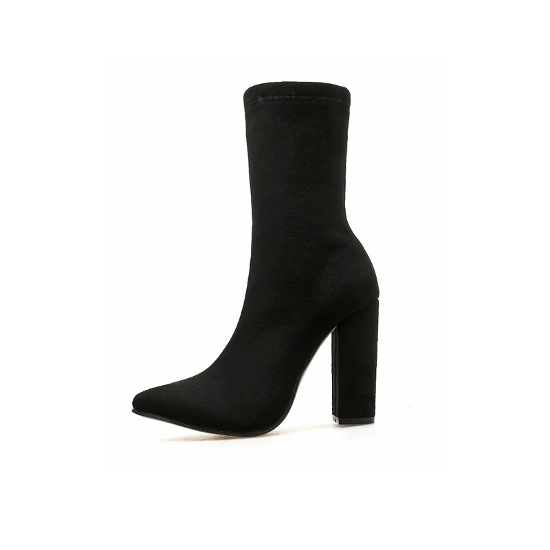 Title 5, Damen Chunky High Heel Stiefel Spitz Zehen Schu...