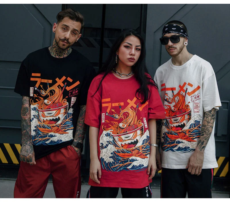 T-shirt Giapponese Retro Harajuku Uomo Manica Corta Larga Giovane Spalle Cadenti Stile Streetwear Comodo e alla Moda — foto 4