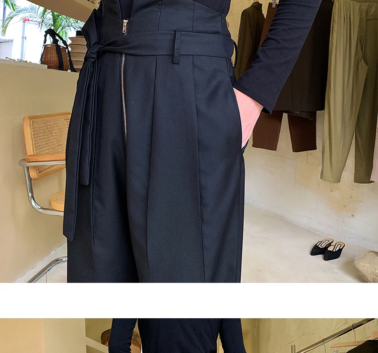 Title 13, Loose Casual High Waist Bow Straight Leg Wide L...