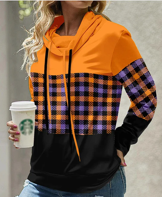 Nuova maglietta stampata con cappuccio e colletto in pile da donna — foto 1
