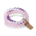 Pulseira feminina com contas de pedra natural de 8mm e fio elástico. Elegância natural, confortável e ideal para uso diário. — foto 1