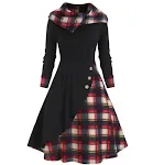 Plaid Stitching Hooded Turtleneck Dress for ultimate comfort and style. Perfect for fall and winter. Stay warm, cozy, an — photo 4