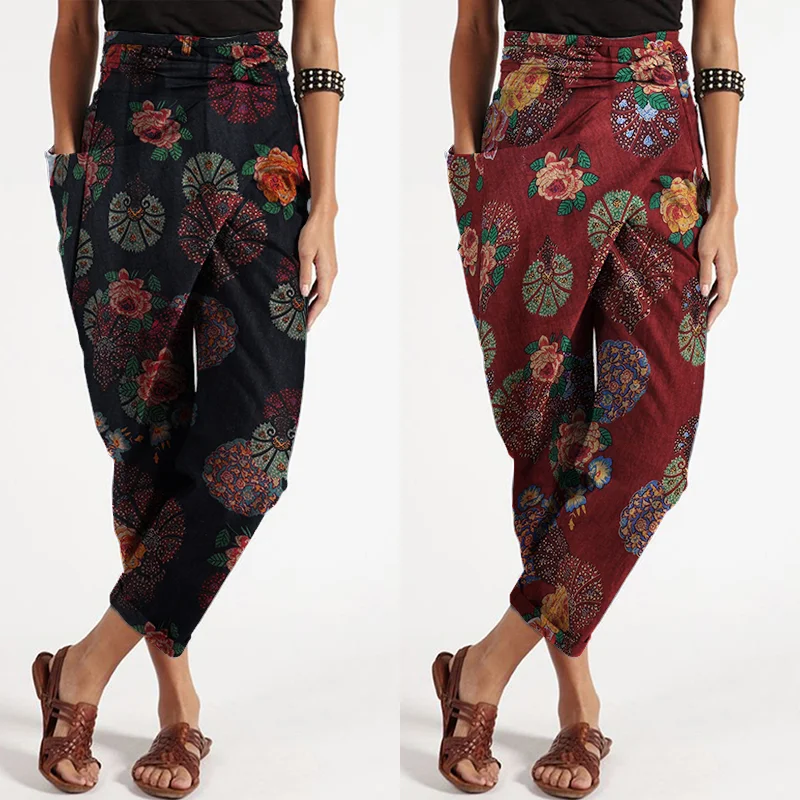 Irregular cotton and linen cropped trousers perfect for warm weather. Comfortable, breathable, and stylish. A versatile — photo 2