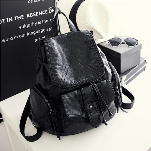 Title 2, Soft Leather Ladies Backpack All-match Mother B...