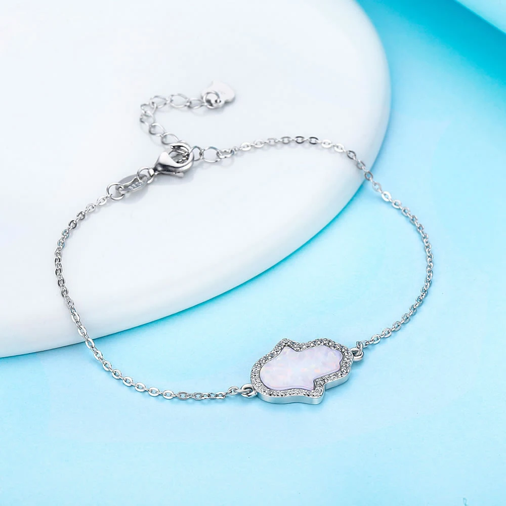 Pulseira de Opala em Prata 925 — Joia elegante e delicada para mulheres. Opala genuína. Presente perfeito. Adiciona brilho ao dia a dia. — foto 2