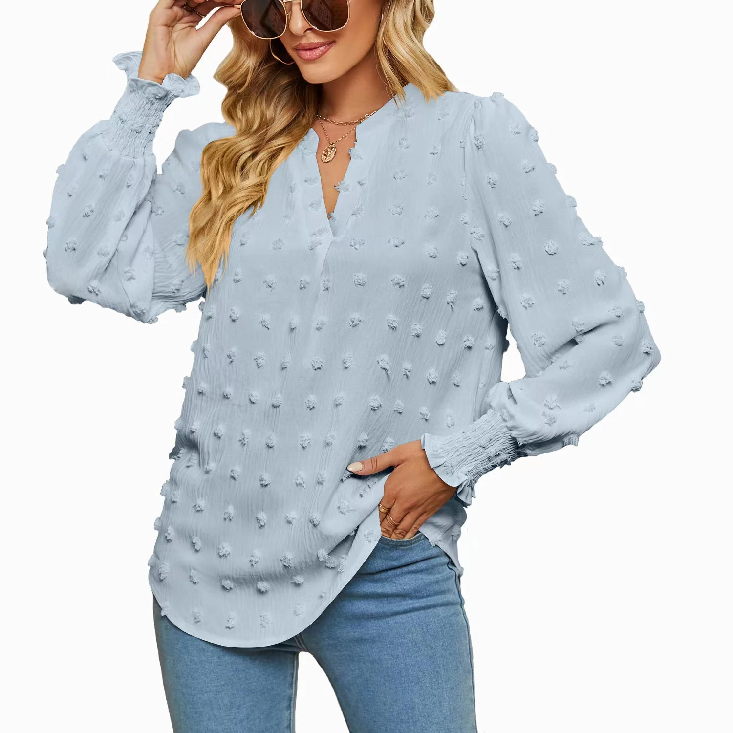 Title 5, Womens Chiffon Long-sleeved Solid Color Fur Ba...