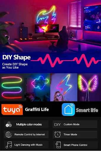 Title 8, Neon Light Suit RGB 10M Graffiti WiFi Bluetooth...