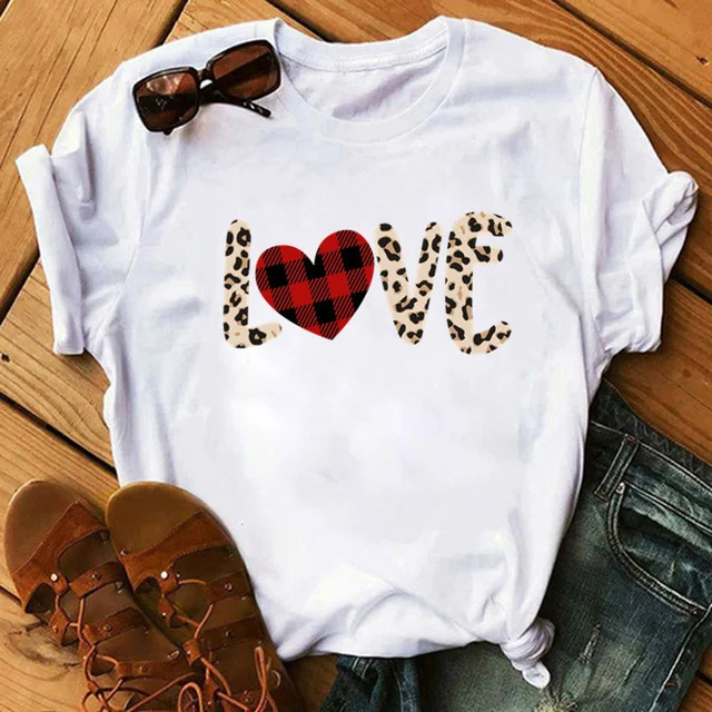 Title 5, Spring Womens Cartoon Leopard Print Heart Prin...