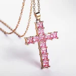 Colar Cruz com Zircônia Incrustada Estilo Clássico Unissex Feminino Joia Tendência Elegante Presente — foto 1
