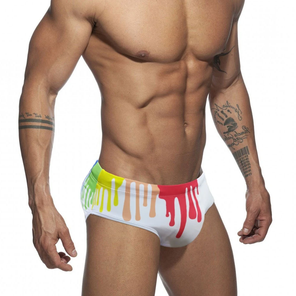 Sexy Color Printed Tape Cup Swim Briefs enhance your curves, perfect for beach or pool, offering a stylish and flatterin — photo 29